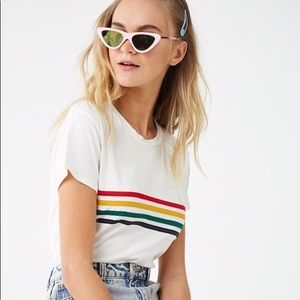 Hearts & Hips affordable luxury Rainbow Striped Crop Top